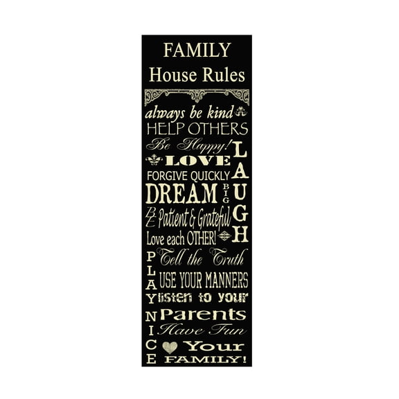 Trademark Fine Art Jean Plout Family Rules Canvas Wall Art - 8x24