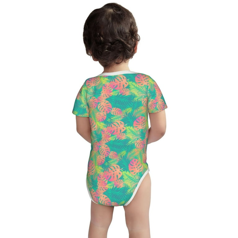 Zeuib Colorful Palm Leaves Print Newborn Baby Romper Clothing