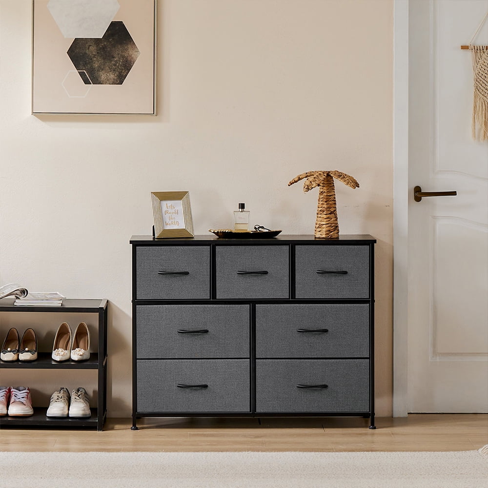CONCETTA Chest of Drawers with 7 Fabric Drawers, Drawer Cabinet, Fabric Dressers for Bedroom, Rustic Brown