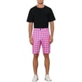 thumbnail image 2 of INSPIRE CHIC Plaid Shorts for Men's Flat Front Color Block Checked Shorts with Pockets 34 Pink, 2 of 6