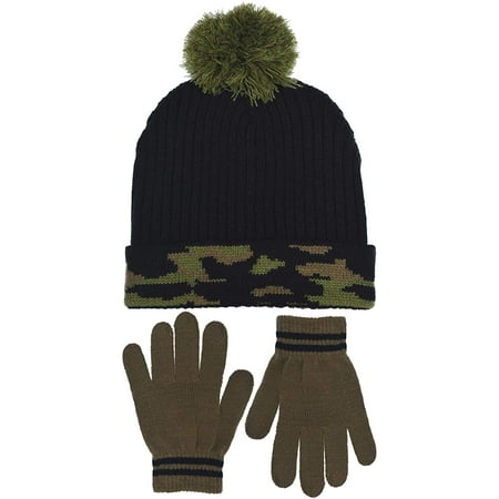 Polar Wear Boy's Digi-Camouflage Hat & Gloves Set in 2 Rugged