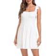 thumbnail image 4 of HDE Women's Summer Mini Romper Dress with Built in Shorts White M, 4 of 6