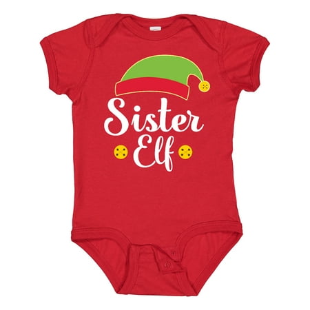 

Inktastic Christmas Sister Elf Holiday Gift Baby Girl Bodysuit