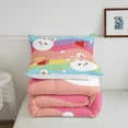 thumbnail image 4 of YST Mignon Rabbit Ensemble de Literie Arc-en-Ciel Ensemble de Couette pour Filles Mignons Lapins Literie Ensemble de Courtepointe à Rayures Colorées Ensemble de Housse de Couette Cœur Rouge Grand Lit, Décor d'Animaux de Dessin Animé Chambre d'Enfants Enfants Décor 3 Pcs Doux, 4 of 6