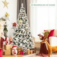 thumbnail image 2 of Costway 6ft Snow Flocked Hinged Christmas Tree w/Berries & Poinsettia Flowers, 2 of 9