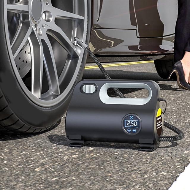 Inflador de neumáticos portátil de 120 psi con compresor para neumáticos de coche, 12 V, manómetro digital y LED para coche y bicicleta.