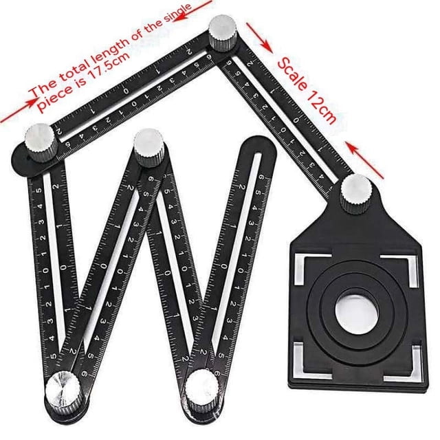 Regla de medición multiángulo Universal, localizador de apertura de azulejos de cerámica, regla de medición multiángulo de aleación de aluminio, universal multi