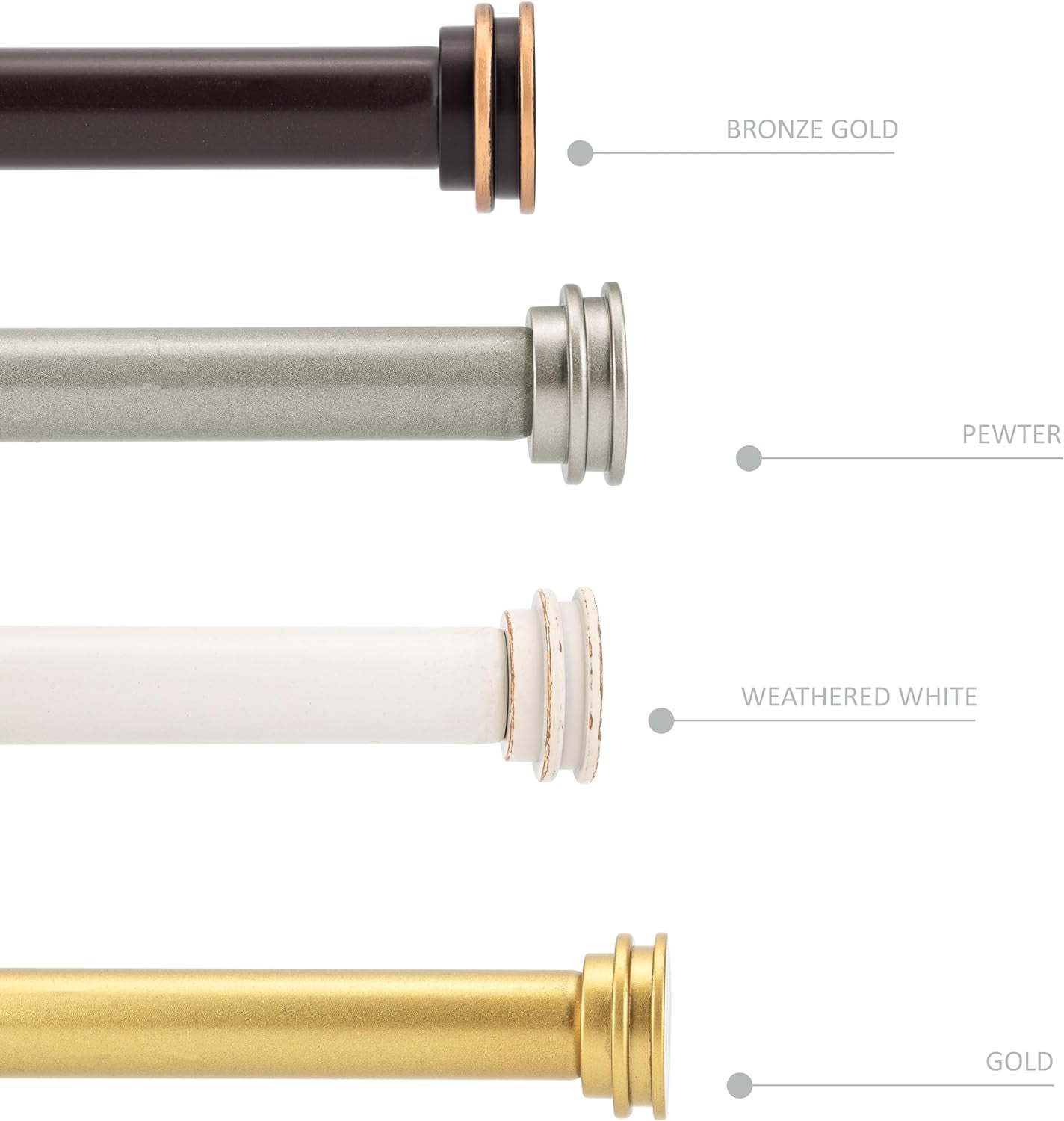 eTeckram 5/8" Double Curtain Rod with Nerveux Finials,Gold,48‘’-84‘’