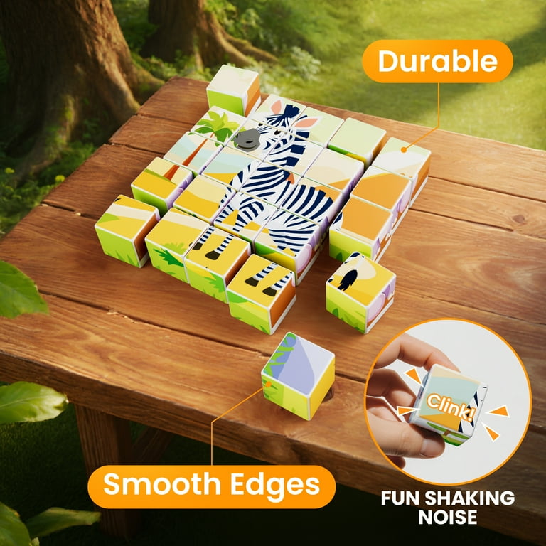 Contixo Magnetic Building Blocks Set, 6 Jungle Animal Scenes