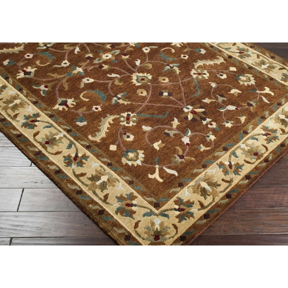 Hauteloom Batesburg Wool Living Room, Bedroom Area Rug - Traditional - Beige, Dark Red, Green - 5' x 8'