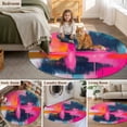 thumbnail image 5 of Round Rugs 3.3Ft, Pink Teal Black Round Area Rug Washable Indoor Throw Carpet, Modern Oil Painting Contemporary Soft Non Slip Circle Rug for Laundry Room Patio Home Decor Aesthetic, 5 of 8