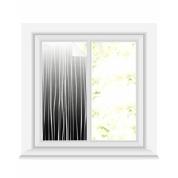 Window Privacy Film Black White Stained Glass Window Film Decorative Sun Block Window Cover Ombre Gradient Striped Minimalist Texture Window Clings Static Adhesive Sticker for Bathroom 19.6"x39.3"