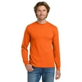 thumbnail image 2 of Gildan Heavy Cotton Men Long Sleeve T-Shirt, Hi Vis Safety Orange Workwear Tee, 3 Pack, L, 2 of 7