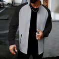 thumbnail image 5 of Dwelliawo Men's Sport Performance Jacket Raglan Color Block Zip Up Outerwear Lightweight Breathable Sweat Wicking Honeycomb Fabric For Training Jogging Everyday Wear Gray M, 5 of 6
