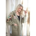 thumbnail image 5 of Simply Couture Women's Plus Size Solid Blooming Floral Embroidered Blouson Sleeve Open Front Hooded Knitted Cardigan, 5 of 5