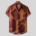 thumbnail image 2 of YYDGH Men's Hawaiian Color Block Shirt Short Sleeve Button Down Shirts Casual Casual Summer Beach Shirt Red L, 2 of 8