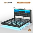 thumbnail image 3 of Floating Bed Frame Full Size with Headboard and Storage, Upholstered Full Size Platform Bed Frame with USB & Type C Charging Station and LED Lights, Hidden Storage, No Box Spring Needed, Black, 3 of 8