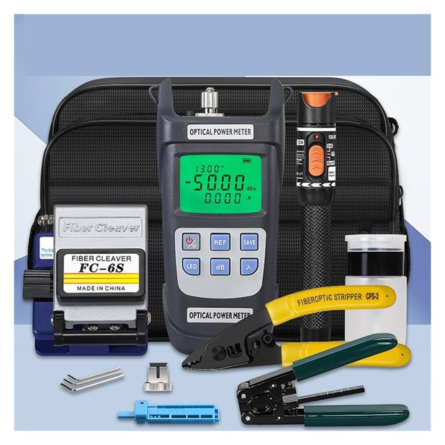 17pcs/set FTTH Fiber Optic Tool Kit With FC-6S Fiber Cleaver -50~+26dBm Optical Power Meter Visual Fault Locator 10mw ,Fast and Accurate