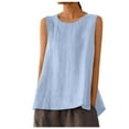 thumbnail image 1 of MIASHUI Débardeurs pour Femmes Été Sans Manches Col en V Camisole Bohème Fluide, Bleu, m, 1 of 6