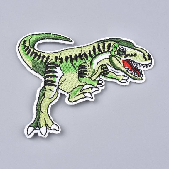 10Pcs Dinosaur Computerized Embroidery Iron-on/Sew-on Patches Green and Yellow Appliques for Costumes Jackets Bags DIY Crafts (80x96x2mm) Cloth