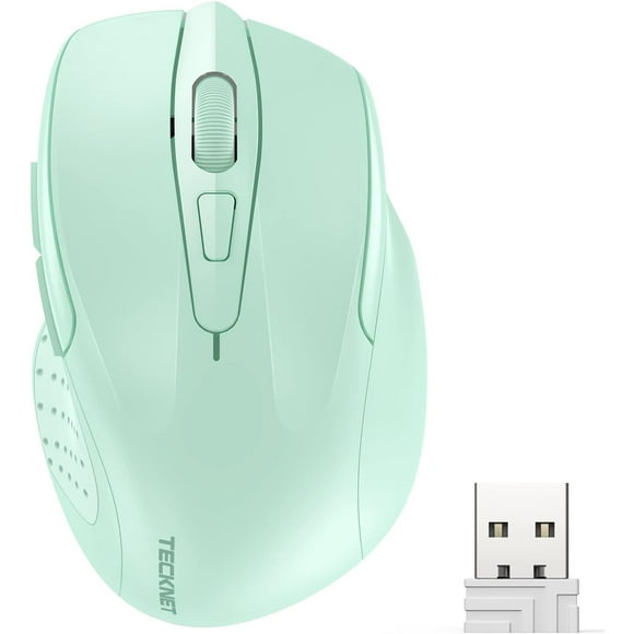 ERDS-Wireless Mouse, 2.4G Ergonomic Optical Mouse, Computer Mouse for Laptop, PC, Computer, Chromebook, Notebook, 6 Buttons, 24 Months Battery Life, 4000 DPI, 6 Adjustment Levels (Green)