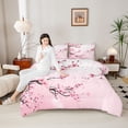 thumbnail image 4 of Manfei Chic Flowers Sakura 3 Pieces Queen Comforter Set for Teens Adults,Cherry Blossoms Ultra Soft Bedding Sets,Japanese Style Bedding Comforter Set Breathable,Super Cozy Room Decor,Reversible, 4 of 8