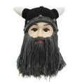 thumbnail image 4 of AOOOWER 2x Funny Beard Knitted Hat with Horns Parent-Child Beard Hat for Xmas, 4 of 20