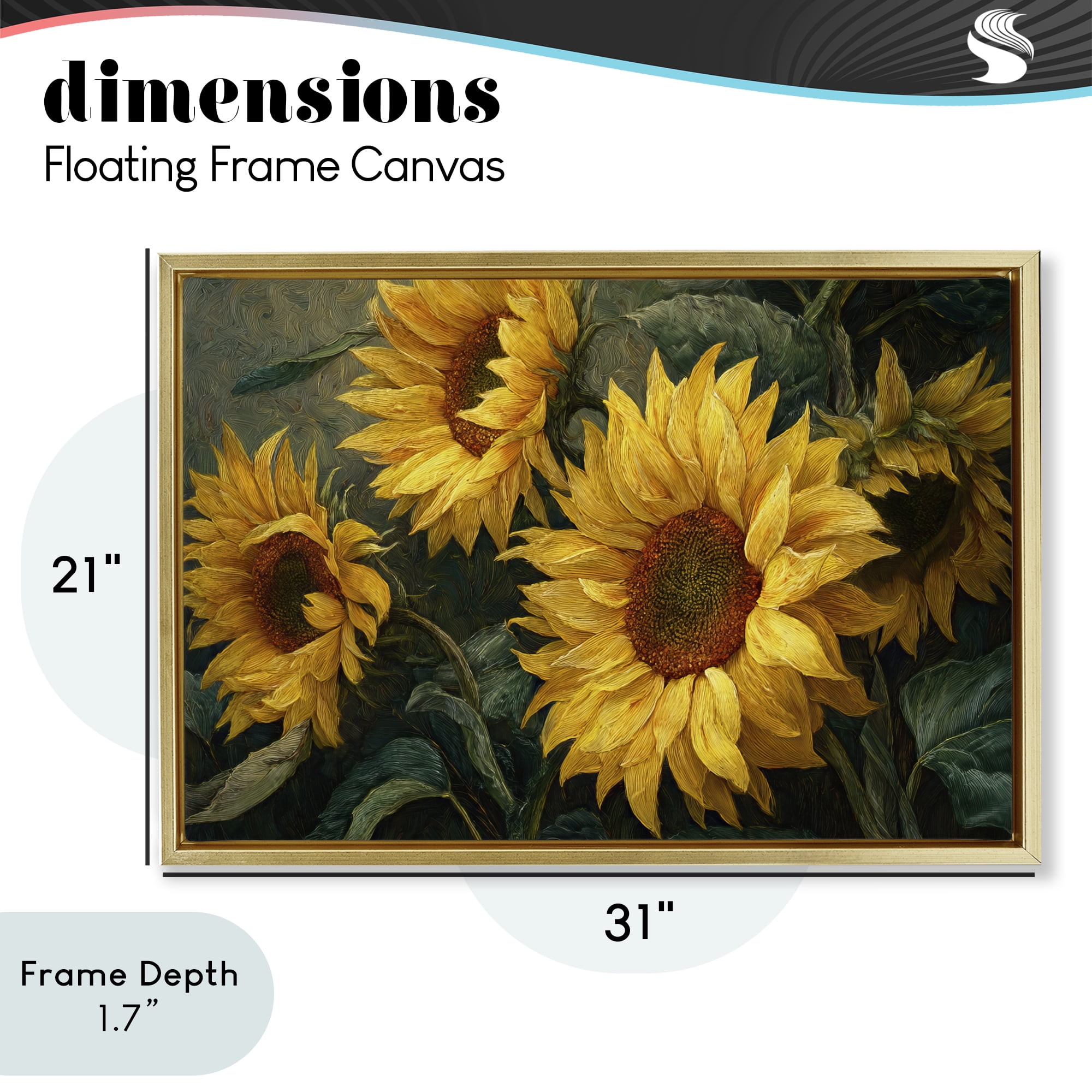 Stupell Industries Sunflowers For The Soul Gold Framed Floater Canvas Wall Art, design by Tina LeCour
