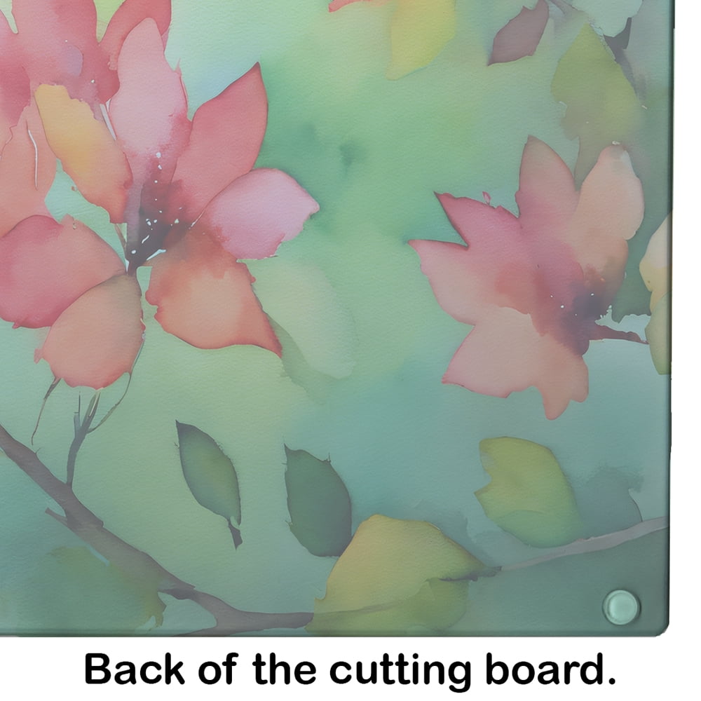 Missouri Hawthorns in Watercolor Glass Cutting Board Large 12 in x 15 in