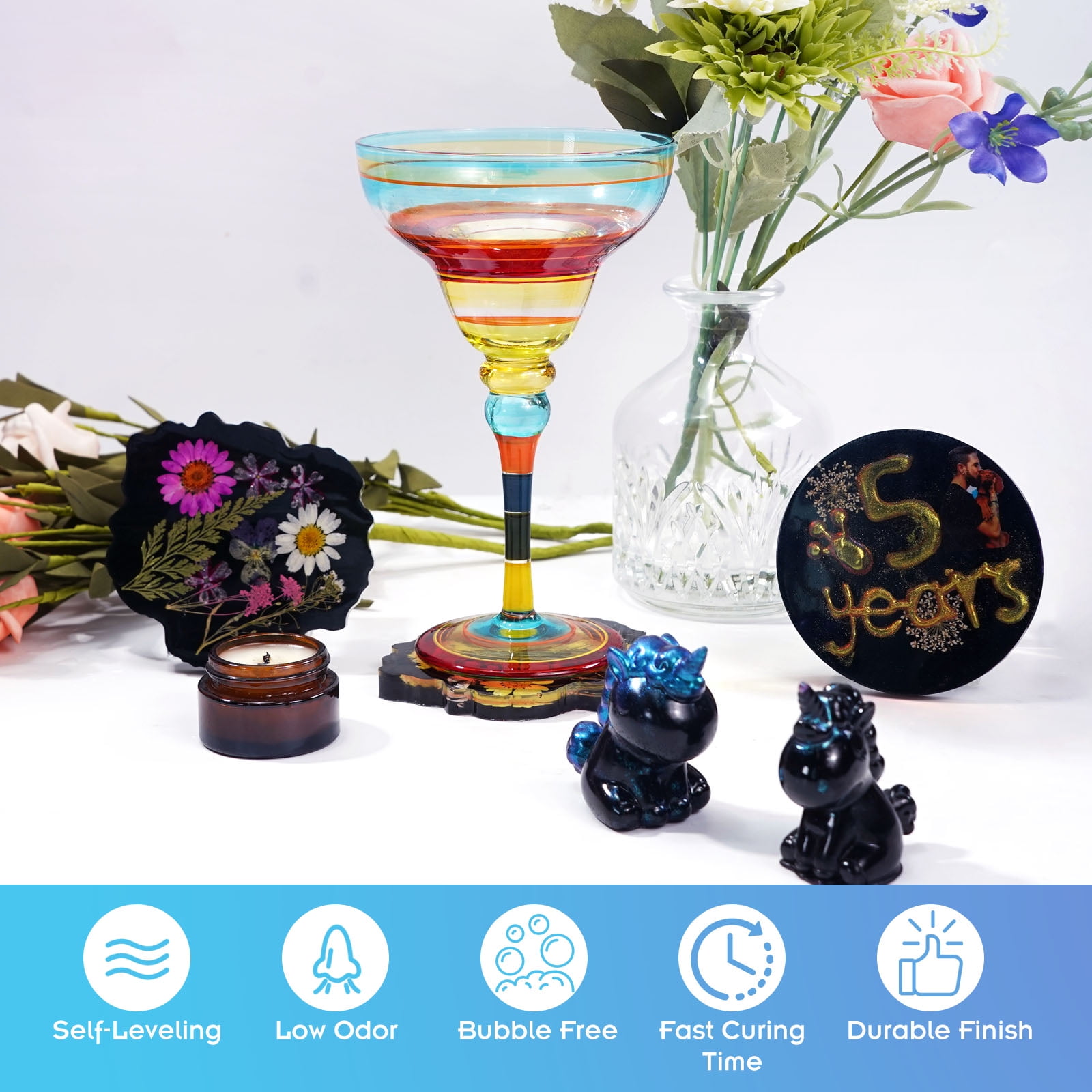32 Oz Black Epoxy Resin, No-Bubble, High Purity, Self Leveling pour Resin Epoxy, Easy Mix 1:1 Coating and Casting Resin for Table Top, Molds, Tumbler Crafts, Art and Painting Resin, Jewelry