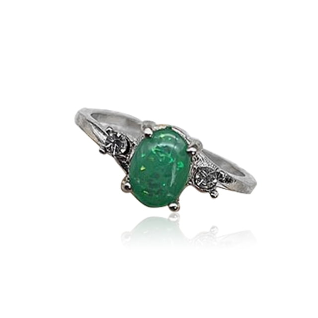 Qarigey Anillo de plata para mujer, anillos de moda portátiles, regalos para novia, joyería decorativa, propuesta de boda, compromiso informal Ropa, zapatos y accesorios Miscelánea Verde Tamaño 10 Qarigey AP011197-17