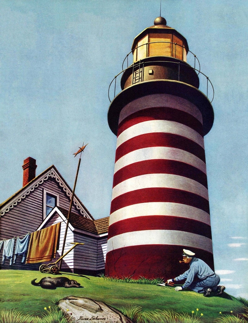 Marmont Hill "Lighthouse Keeper" by Stevan Dohanos Painting Print on Canvas  - Walmart.com