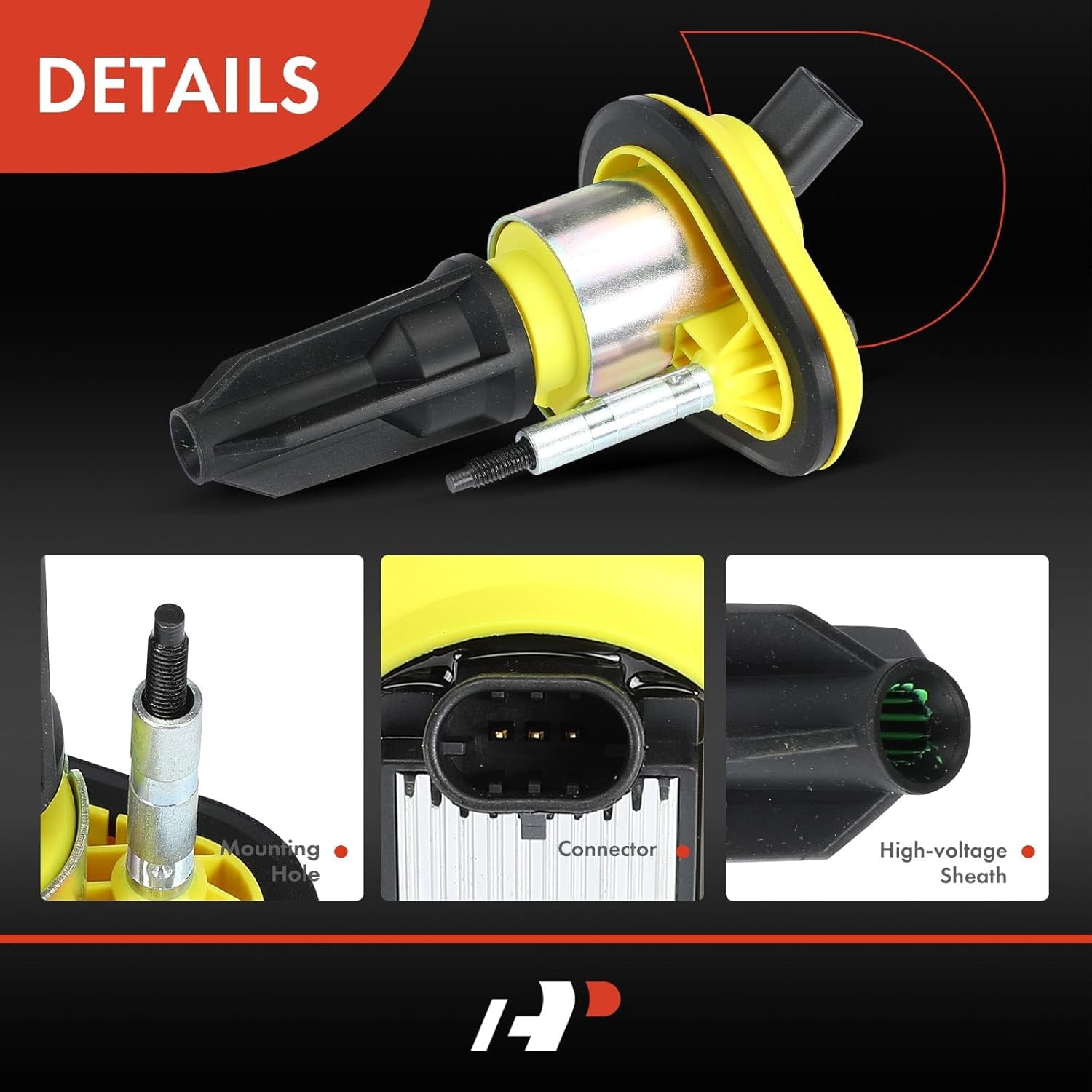 A-Premium (Yellow) Engine Ignition Coil Pack Compatible with Chevrolet Trailblazer, Trailblazer EXT & GMC Envoy, Envoy XL & Buick Rainier & Isuzu Ascender & Oldsmobile Bravada & Saab 9-7x, 6-PC Set