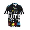 thumbnail image 2 of Balery I Love With Autism To The Moon And Back Print Men's Hawaiian Shirts Short Sleeve Beach Shirt Relaxed Fit Vacation Button Down Shirts-Medium, 2 of 9