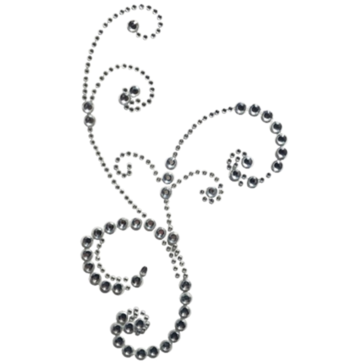 Want2Scrap SelfAdhesive Frilly Flourish Swirls BlingSilver