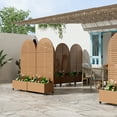 thumbnail image 3 of MAYEERTY 35*16*71"Outdoor Brown Metal Planter with Arch Louvered Climbing Trellis, Drainage hole & Wheels, 3 of 9