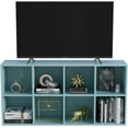 thumbnail image 4 of 8-Cube Storage Shelf Bookcase - Wooden 4-Tier Floor Standing Open Bookshelf, Modern TV Stand up to 55 Inchs for Home and Office, Light Blue, 4 of 16