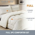 thumbnail image 3 of Swift Home 3PC Reversible Winter Plush Sherpa Faux Micromink Comforter Set, Ivory, Queen, 3 of 6
