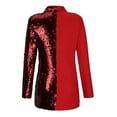 thumbnail image 5 of safuny Women's Mini Suit Coat Dress Solid Sequins Shiny Holiday Trendy Dresses Long Sleeve Elegant Cocktail Wedding Evening Party Lapel Button Red M, 5 of 6