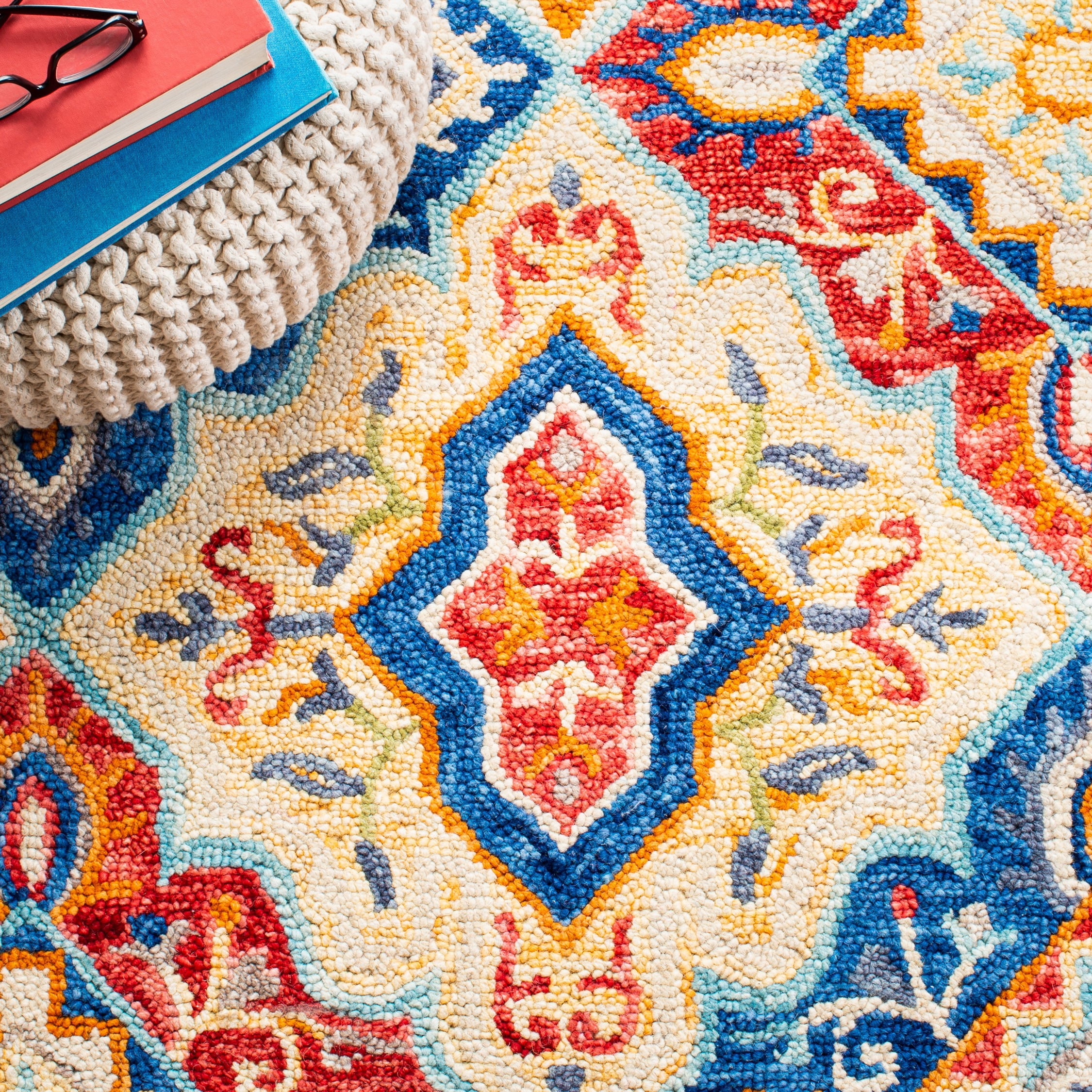 SAFAVIEH Aspen Emory Tribal Area Rug, Blue/Rust, 6' x 9'