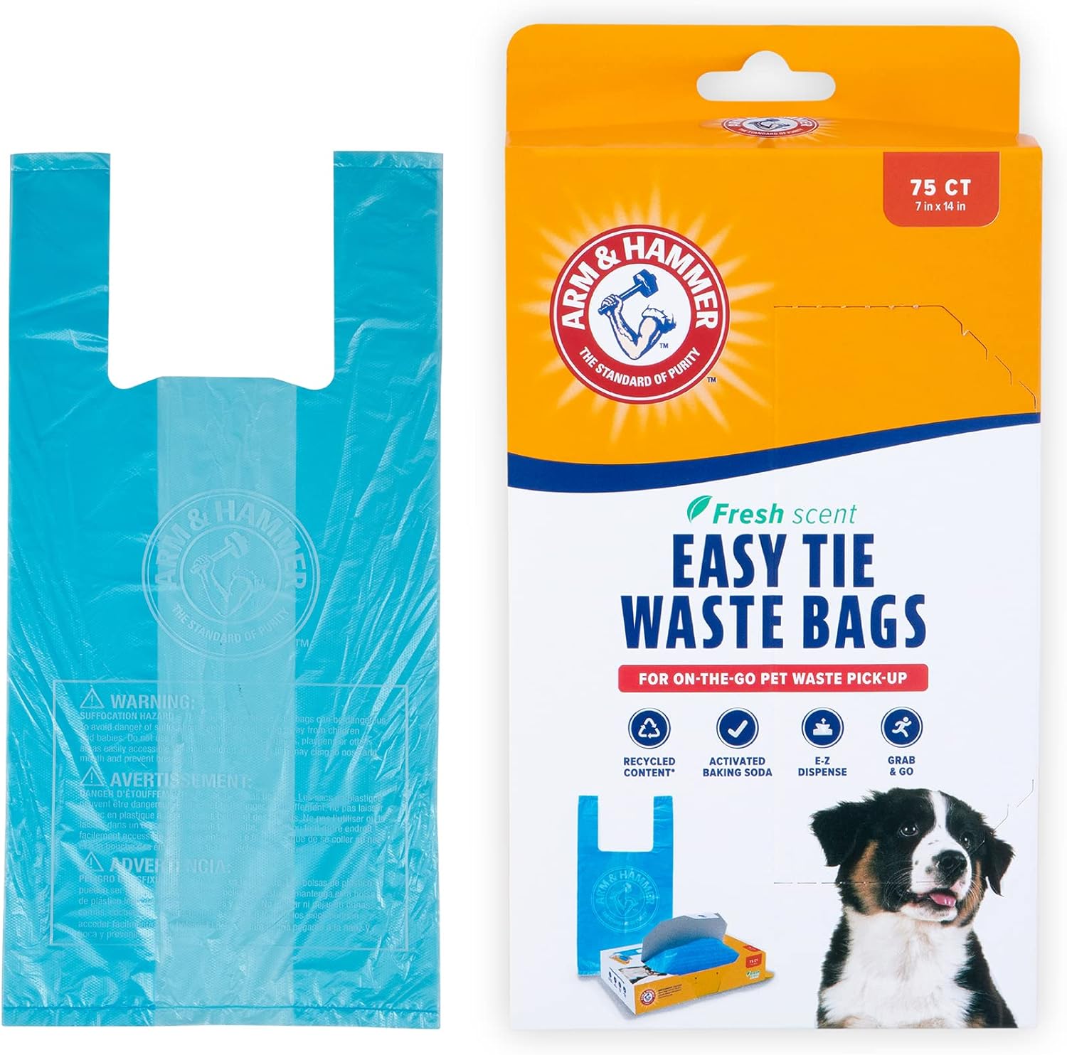 Arm & Hammer Easy-Tie Waste Bags, 75 Count, Fresh Scent