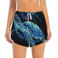 thumbnail image 3 of Uemuo Ocean Turtle Pattern Women's Athletic Shorts High Waisted Running Shorts with Liner Pockets Gym Elastic Workout Shorts-Small, 3 of 9