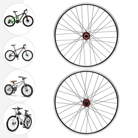 Mountain 29" Front and Rear Disc Brake Wheelset, Black/Red