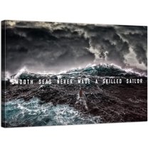 Inspirational Posters Smooth Sea Never Made a Skilled Sailor Poster Motivational Wall Decor Motivational Canvas Wall Art Inspirational Office Decor Positive Posters for Office Decor (12''''Hx18''''W)