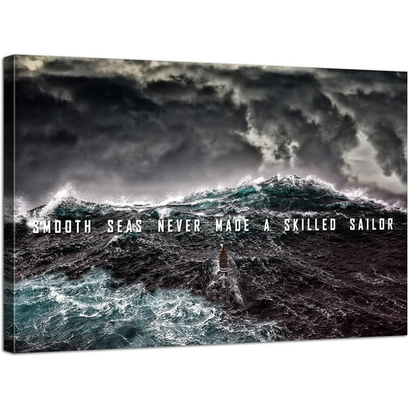 Inspirational Posters Smooth Sea Never Made a Skilled Sailor Poster Motivational Wall Decor Motivational Canvas Wall Art Inspirational Office Decor Positive Posters for Office Decor (12''''Hx18''''W)