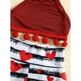 thumbnail image 6 of Arvbitana Baby Girls Valentine's Day Outfits Solid Color Ribbed Lacing Tasseled Vest + Heart Print Flare Pants Summer Casual Sweet for Infant 2Pcs 3-24M, 6 of 9