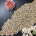 thumbnail image 3 of XL Handmade bead table runner, peacock floral runner, gold, silver and white, 13x60 inch, 3 of 4