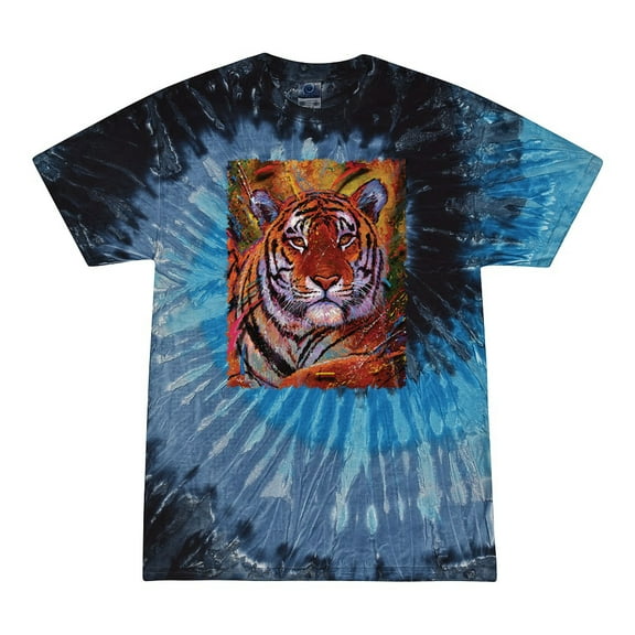 Wild Bobby, Colorful Painted Tiger, Animal Lover, Tie-Dye Tees, Evening Sky, Small