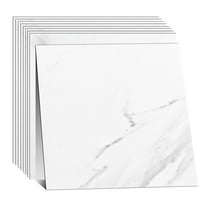 Triani 12Pcs Peel&Stick Backsplash Tiles 11.8"x11.8" Waterproof Washroom Wall Panels Marble White Self Adhesive Tiles for Kitchen Laundry Room Shower
