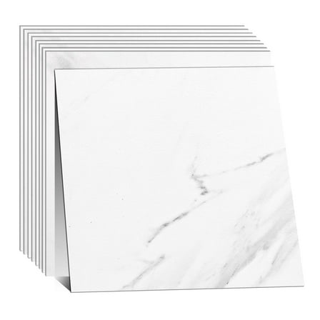 Triani 12Pcs Peel&Stick Backsplash Tiles 11.8"x11.8" Waterproof Washroom Wall Panels Marble White Self Adhesive Tiles for Kitchen Laundry Room Shower